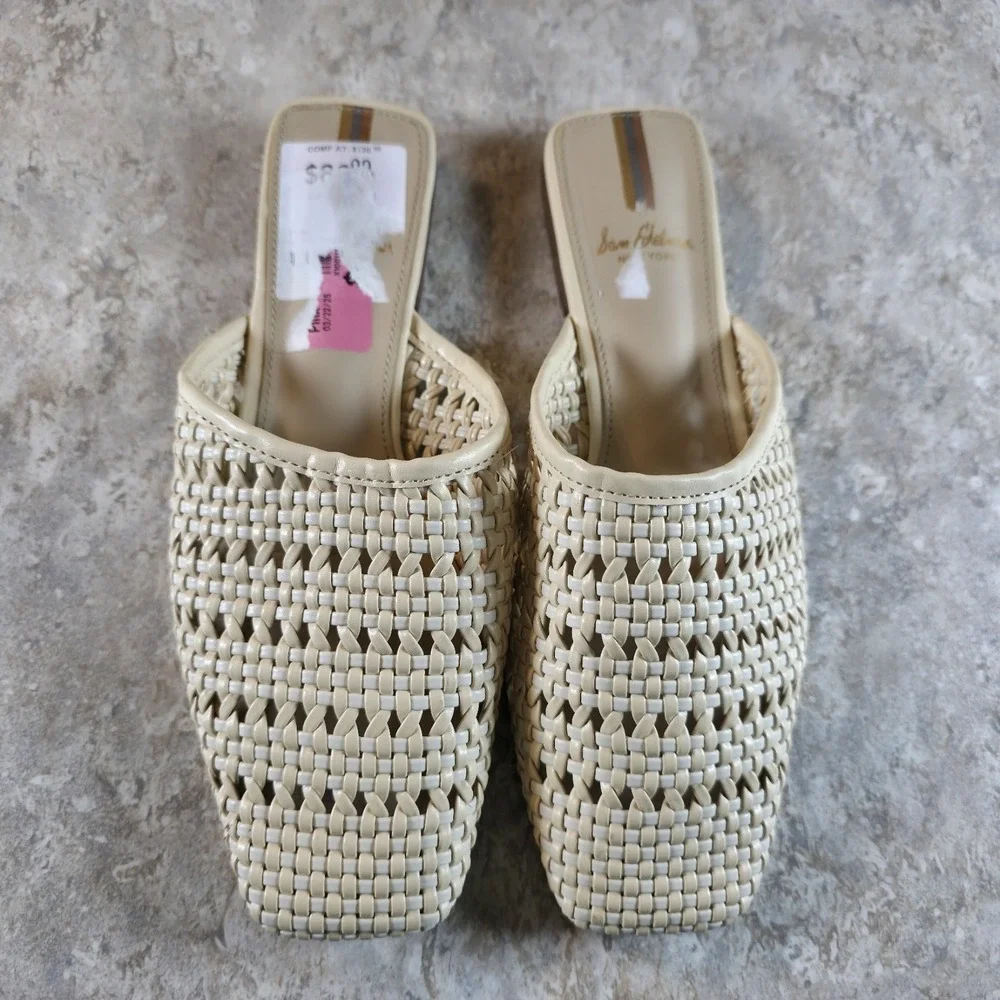 Sam Edelman Leona Mule Cream Ivory Basket Womens 5 Sandals Flats Beach Boho - Picture 2 of 7